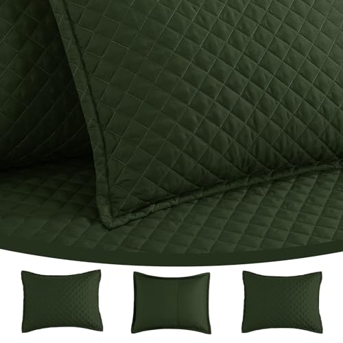 5-Piece Quilted Daybed Bedding Set with Bedskirt & Shams, Twin Size, Olive Green