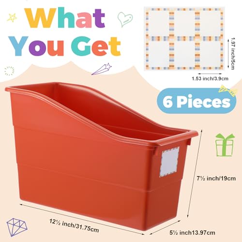 6-Piece Interlocking Plastic Book Bins, Boho Classroom Magazine Organizers