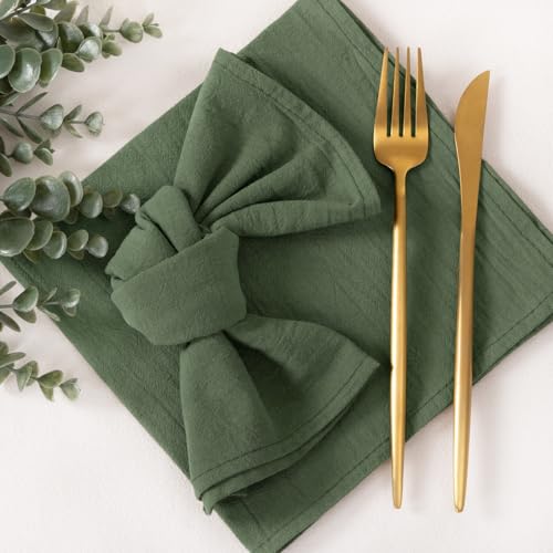 Reusable Cotton Cloth Napkins 17x17 - Set of 4 Green Table Linens