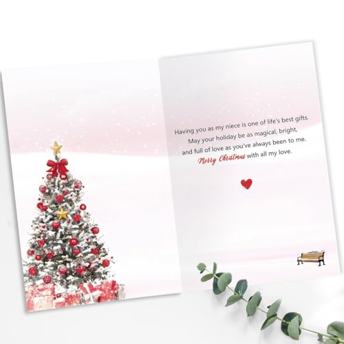 HZ-205 Niece Christmas Card from Aunt & Uncle Festive Holiday Greeting Card