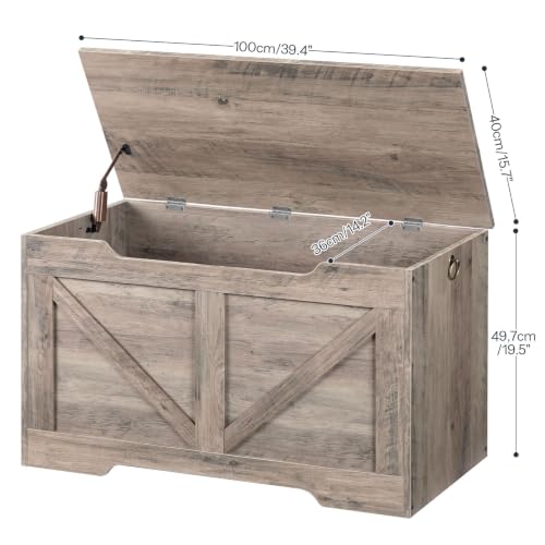 39.4-Inch Wooden Storage Bench with Safety Hinge and Toy Chest Organizer