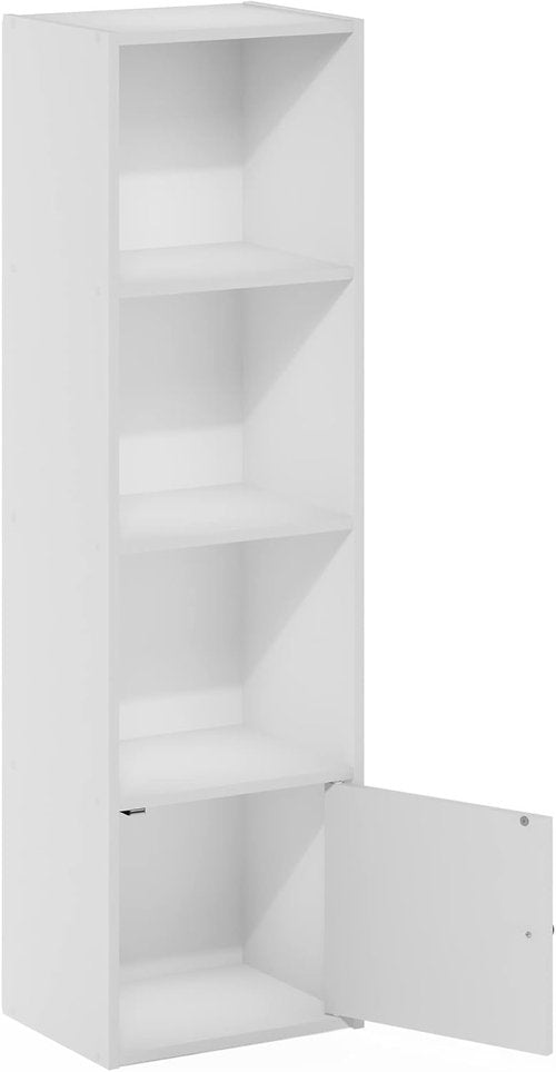 Furinno Luder Bookcase - Stylish 1-Door Storage Cabinet in White | Perfect for Home Organization