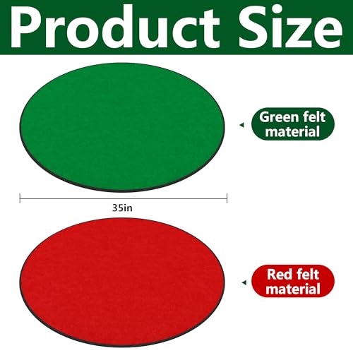 35-Inch Red & Green Christmas Tree Pad Stand Mat - Reversible Felt Floor Protector