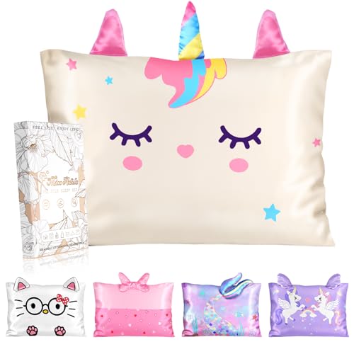 Kids Silk Pillowcase Standard Size 20x26 Unicorn Cartoon Bedding