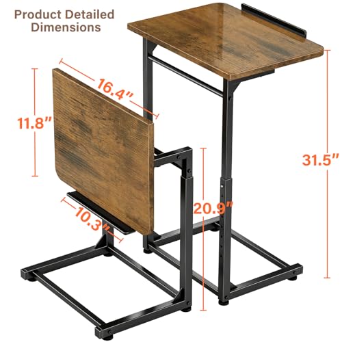 Adjustable C-Shaped TV Tray Table Set of 2 - Tilting Sofa Side Desk