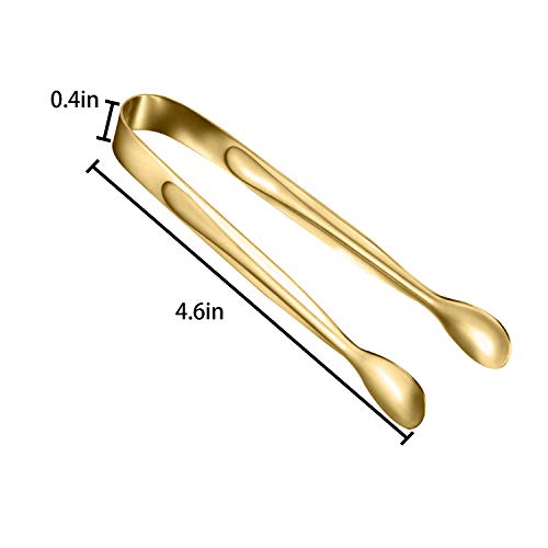 Golden Stainless Steel Mini Ice Tongs 10 Pack for Party & Serving