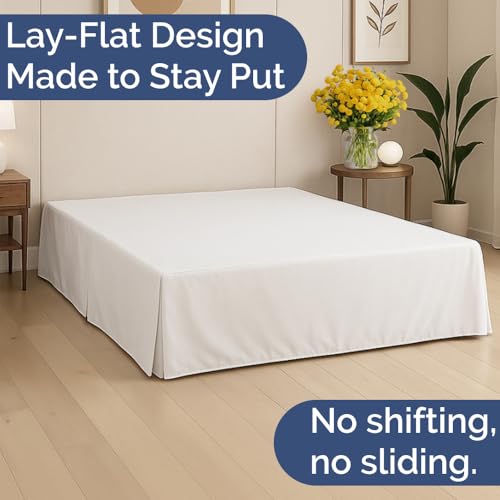 King Size Pleated Bed Skirt - 15 Inch Drop Soft Microfiber Dust Ruffle, White