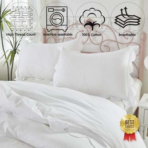 Organic Cotton Scalloped Edge Duvet Cover Set - Full/Queen Bedding