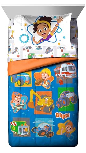 Full Bedding Set 7-Piece Truck Print Comforter and Sheet Set for Kids