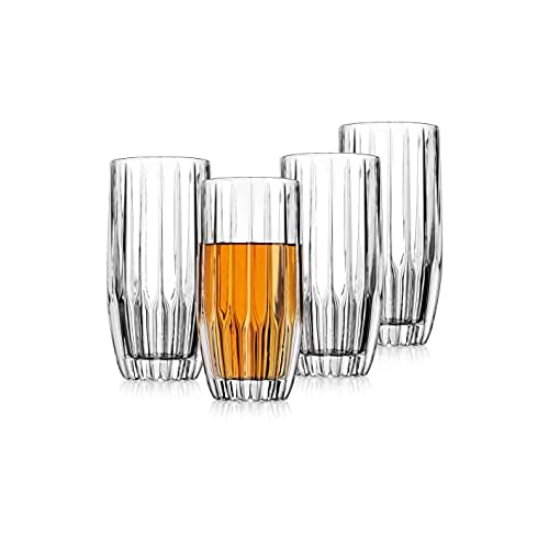 Godinger Highball Glasses, Drinking Glasses, Glass Cups, Stemless Glass, Pleat Set of 4