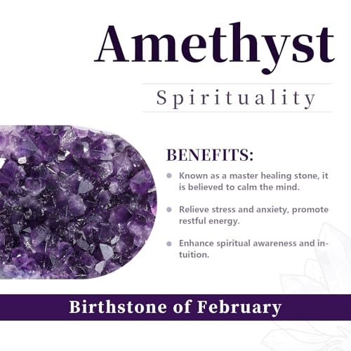 Natural Amethyst Quartz Crystal Cluster Geode Specimen, 1-2 Inch