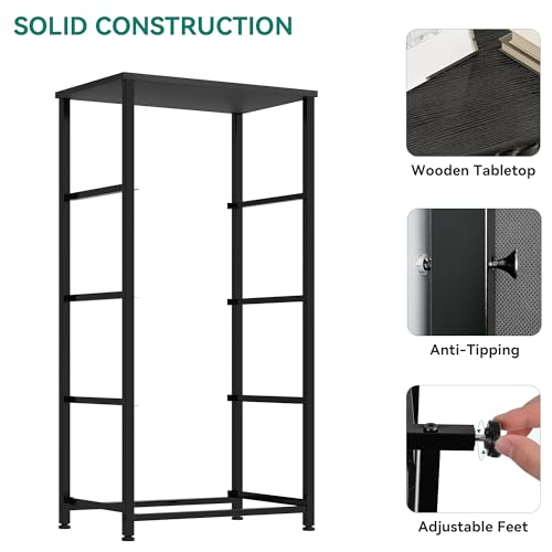 4-Drawer Fabric Storage Tower with Wooden Top and Steel Frame