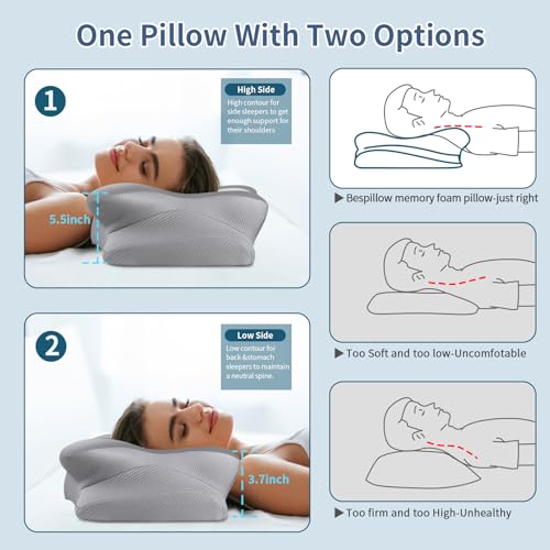 Ergonomic Cervical Pillow for Neck Pain Relief - Cooling Memory Foam