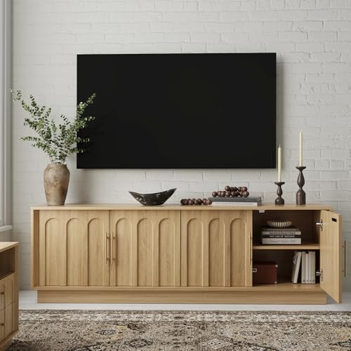 Mid-Century Modern 67" TV Stand and Lift-Top Coffee Table Set, Oak