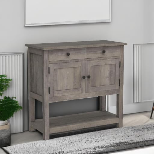 HOSTACK Farmhouse Console Table with Storage, 35-Inch Entryway Table, Ash Gray