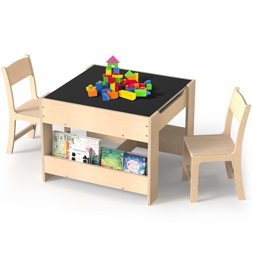 4-in-1 Kids Wooden Activity Desk and Chair Set with Storage