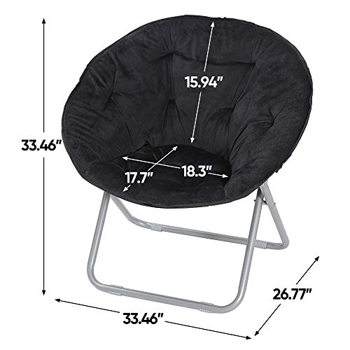 Faux-Fur Folding Moon Chair, Soft Upholstered Lounge Chair for Bedroom