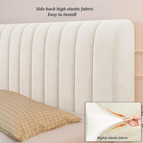 Velvet Bed Headboard Cover - Quilted Slipcover for Full to Cal King