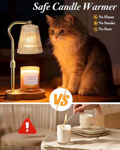 Candle Warmer Lamp with Adjustable Height & Timer, Eco-Friendly Wax Melt Warmer