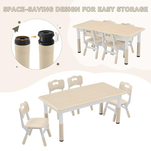Adjustable Kids Study Table and Chair Set with Graffiti Desktop