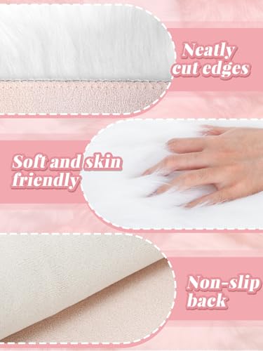 2 Pcs Fluffy Locker Rug Set, 12x12 inch Non-Slip Plush Carpet for School