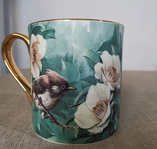 Turquoise Bone China Teacup 12oz Birds & Trees - YBK Tech