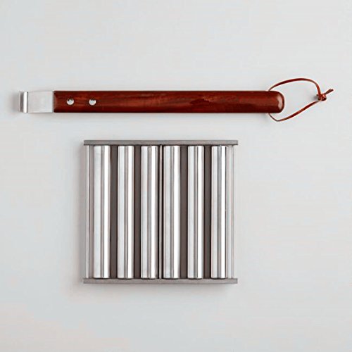 Charcoal Stainless Steel Hot Dog Sausage Roller Rack Steamer With Extra Long Wood Handle New BBQ Tools 5 Section Brat Griller