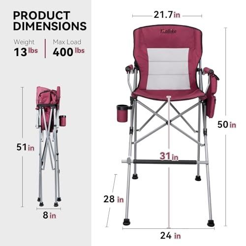 Foldable Makeup Director Chair - Heavy Duty Portable Bar Height Chair