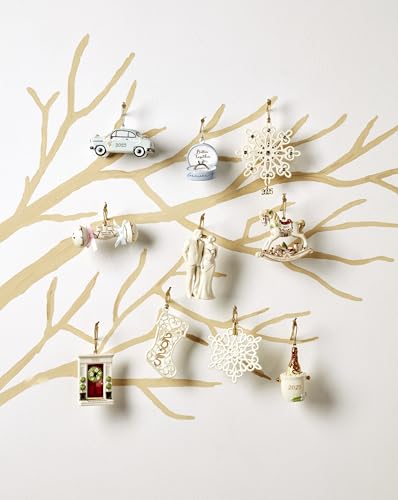 2025 Porcelain Snowflake Christmas Ornament with Gold Hanging Cord