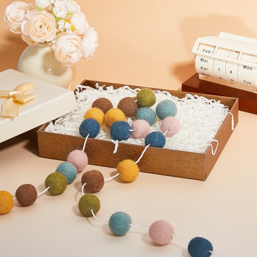 Multicolor Wool Felt Pom Ball Garland (2-Pack) - 6.5 ft Rainbow Banner