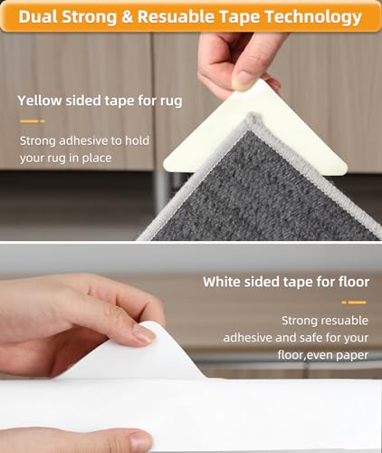 16 PCS Triangle Rug Grippers for Hardwood Floors - Non-Slip Carpet Tape