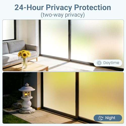 Frosted Glass Window Film - 96% Privacy Protection, Heat Blocking, 17.5 x 78.7 Inch