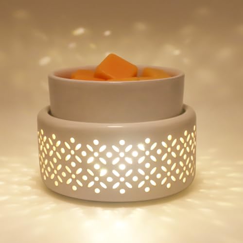 Ceramic Wax Melt Warmer with LED Night Light - Electric Fragrance Melter