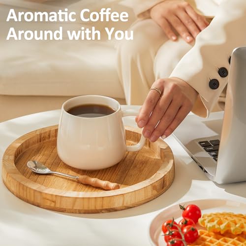 Teocera White 16oz Ceramic Coffee Mugs Set of 4 - Stackable, Microwave & Dishwasher Safe
