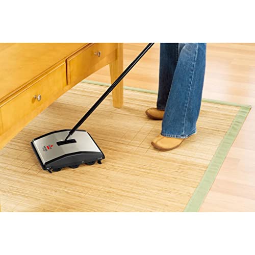 Natural Sweep Manual Carpet and Floor Sweeper with Dual Rotating Brushes