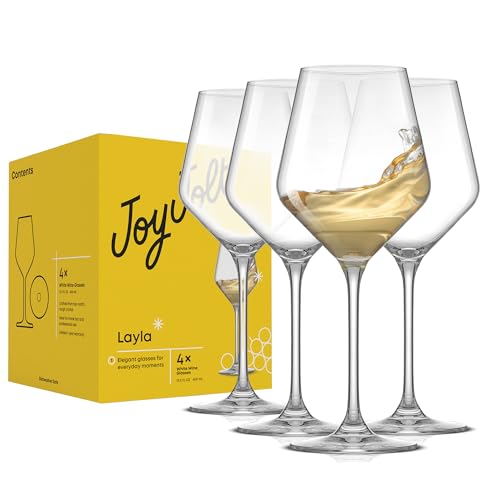 Crystal White Wine Glasses – Set of 4, 13.5 oz Elegant Stemware
