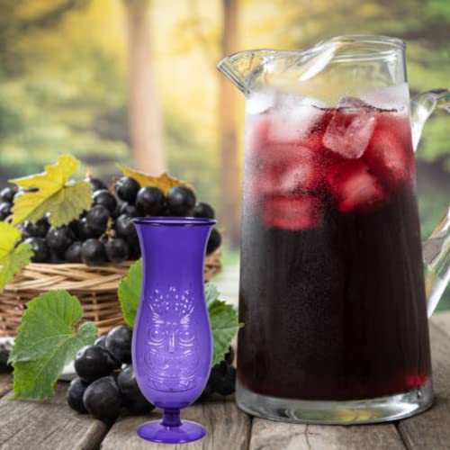 Plastic Luau Hurricane Glasses & Pineapple Drink Stirrers - Summer Party Pack of 5