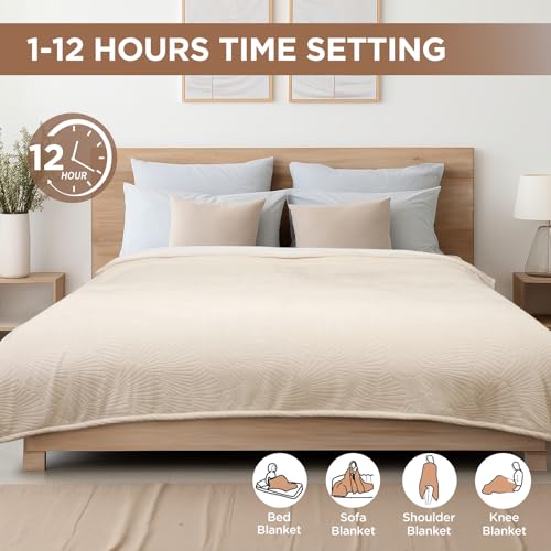 Queen Electric Blanket - Heated Sherpa & Flannel, 10 Heat Levels, 84x90