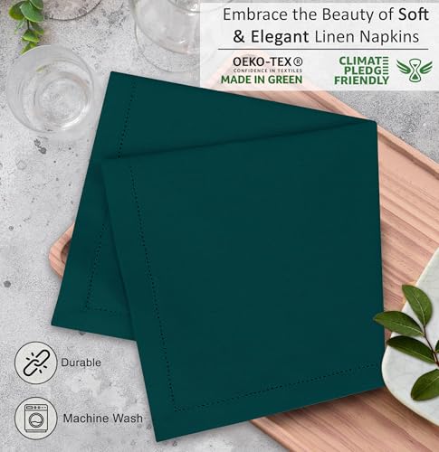 Ruvanti Teal Linen-C cotton Napkins Set of 12 20”x20” - Teal