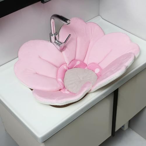 PandaEar Plush Newborn Baby Bath Flower Sink Cushion - Non-Slip Bath Support