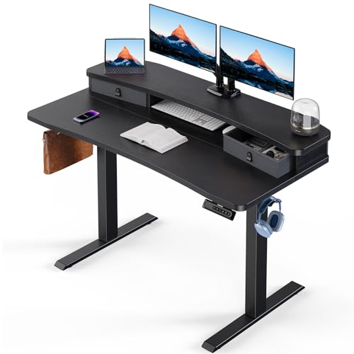48" x 24" Electric Standing Desk with Drawers, Height Adjustable Desk