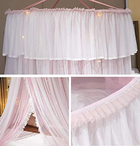 Princess Bed Canopy Curtain - Double Layer Sheer Mesh Dome Mosquito Net