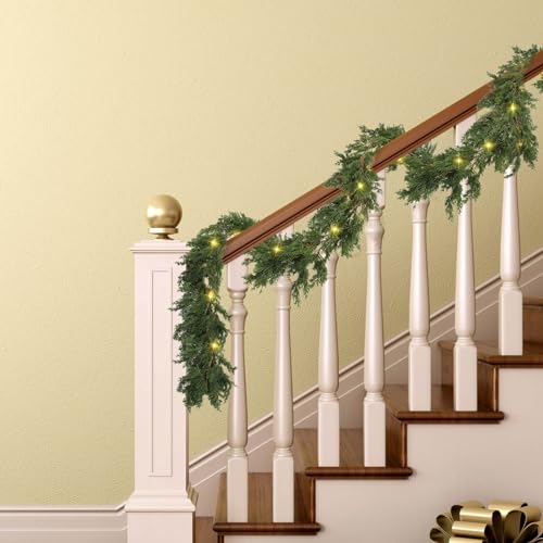 2 Pack 9 ft Christmas Cedar Garland with 60 LED Lights – Jutom