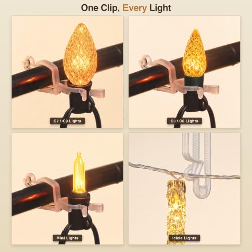 C7 & C9 Oversized Christmas Light Clips Pack of 50 - Fits C6, Mini, & More, Lucky TL