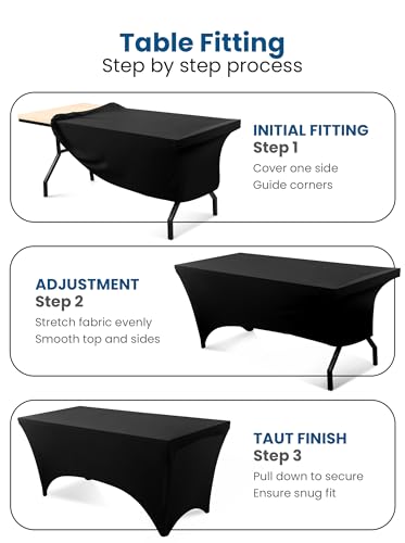 Black Spandex Stretch Tablecloth 2-Pack (6ft) - Fitted Table Cover