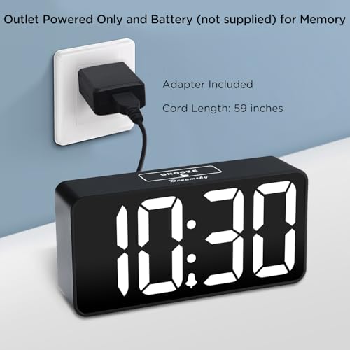 Small Digital Alarm Clock with Large LED Display & USB Charging Port
