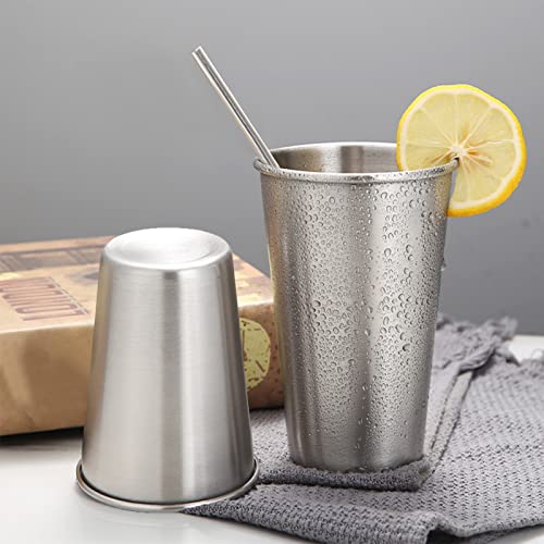8 Pack 24oz Stainless Steel Pint Cups - Unbreakable Stackable Metal Glasses