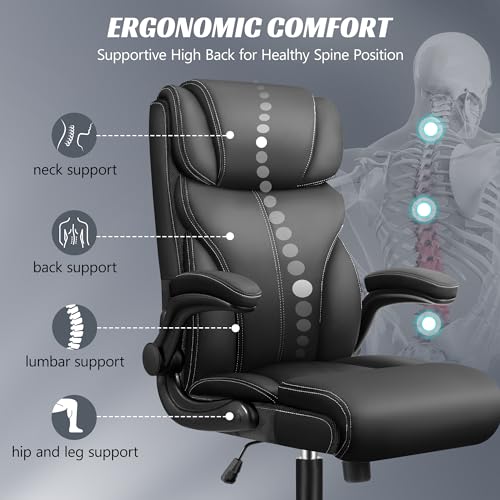 Ergonomic Big and Tall Office Chair with Lumbar Support and Flip-up Arms