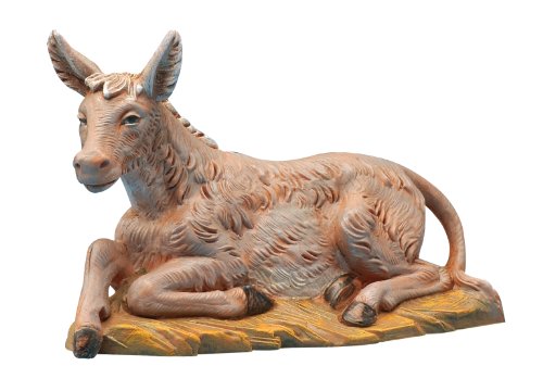 Seated Donkey Nativity Figurine - 5-Inch Hand-Painted Holiday Decor