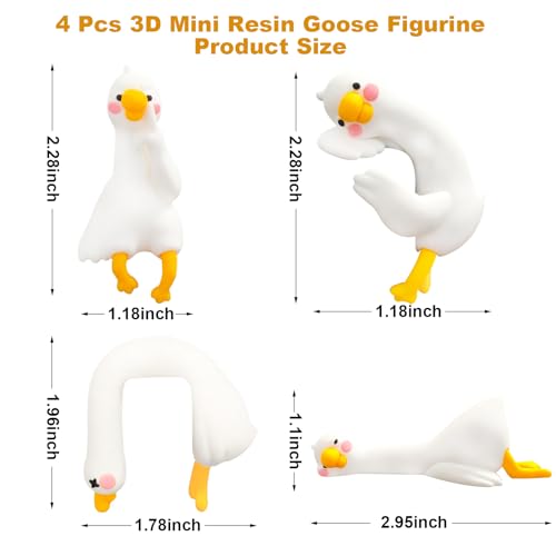 4-Piece Resin Goose Figurine Set for Computer Monitor and Desk Decor